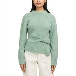 Tanya Taylor Ally Knit Twist Sweater in Jade Size XS